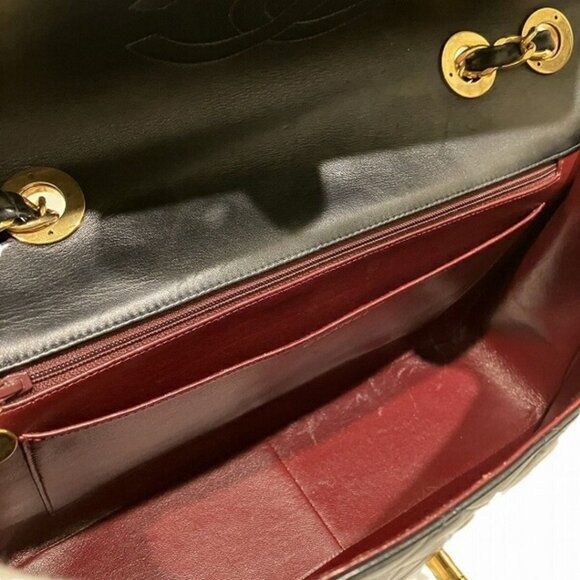 Authentic CHANEL Jumbo Maxi XL 24K Gold Flap Bag Lambskin Chain Shoulder Black - Picture 10 of 11
